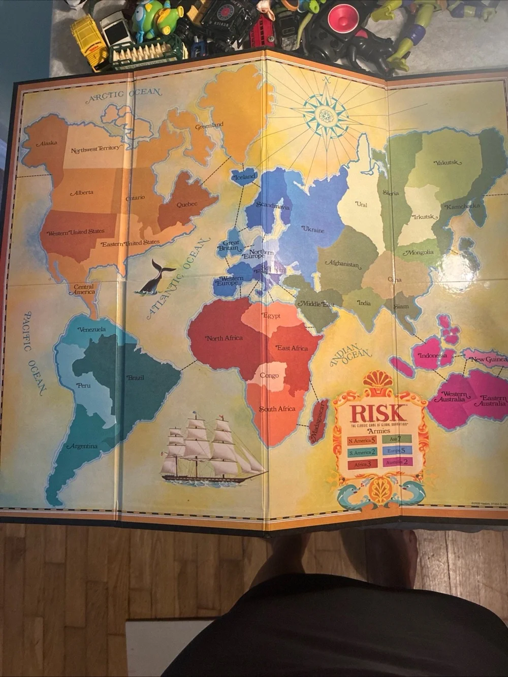 Vintage Hasbro Risk Board Game - Classic Strategy Game (Red, Yellow, Blue)